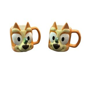 Novelty Orange Cartoon Bluey  Ceramic Coffee Mug - Set of 2